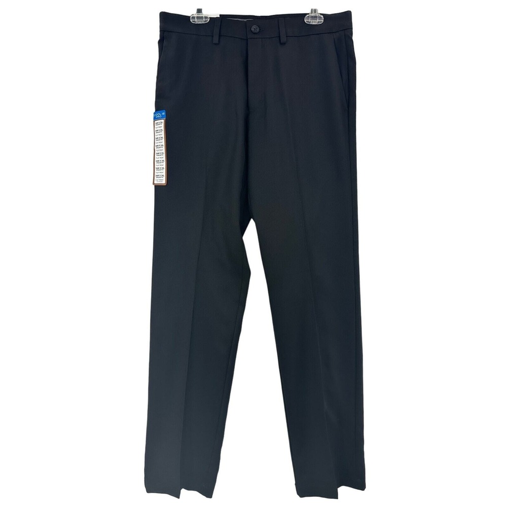 Haggar Cool 18 Pro Dress Pants Men 34x34 Black New Straight Fit Stretch HC00285